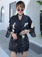Veste Kimono Japonaise Yukata Noir