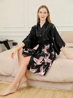 Mini Kimono Robe de nuit d'été Noir Sombre