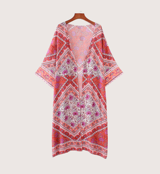 Kimono de plage Rose Pur