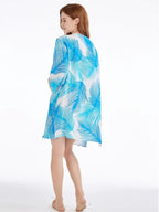 Kimono de plage Bleu Floral