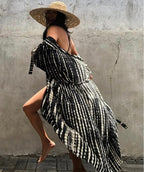 Kimono de plage Noir rayé