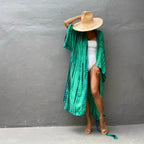 Robe Kimono Tie and Dye Manches Mi-longues Vert jungle