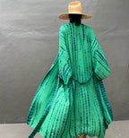 Robe Kimono Tie and Dye Manches Mi-longues Vert jungle