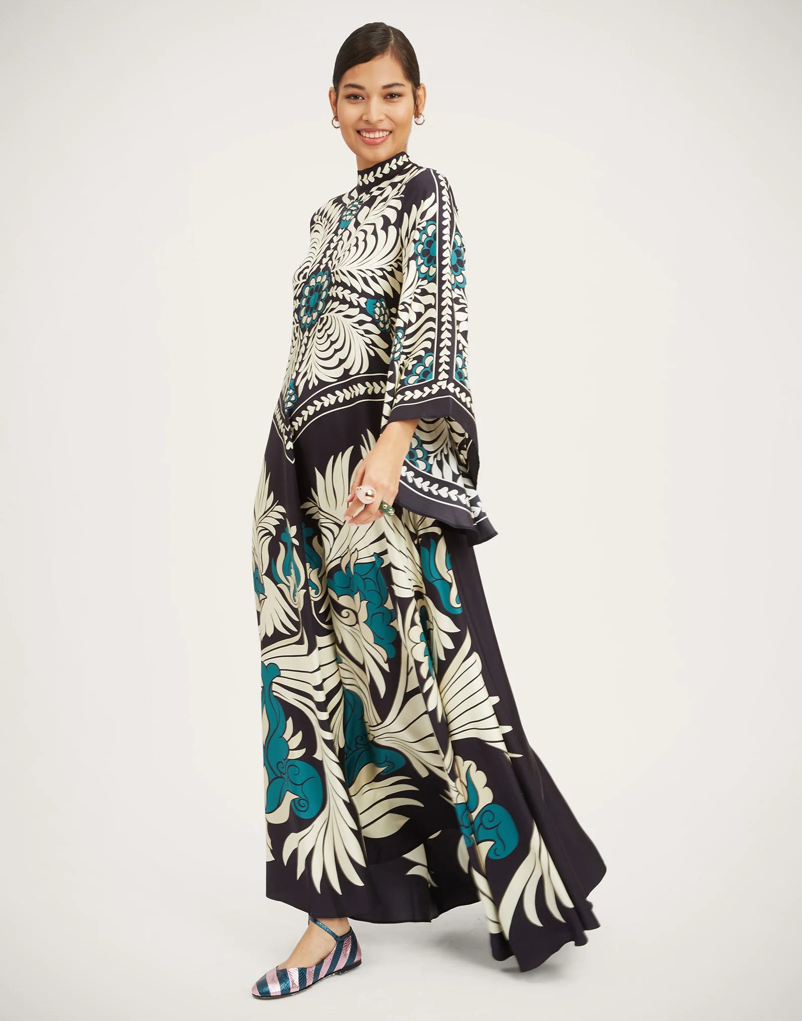 Robe kimono réversible | Bleu Abstrait