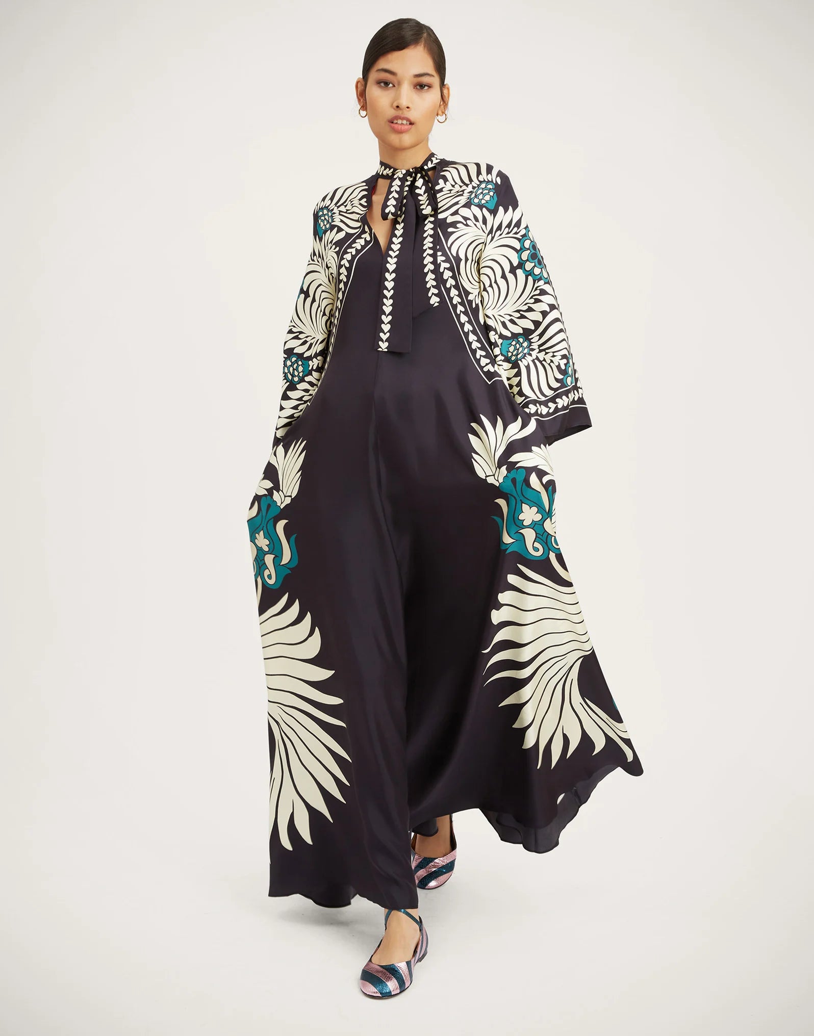Robe kimono réversible | Bleu Abstrait