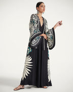 Robe kimono réversible | Bleu Abstrait