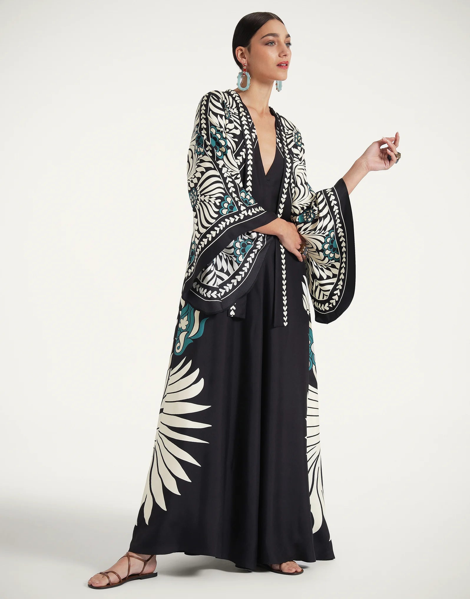 Robe kimono réversible | Bleu Abstrait