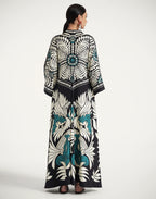 Robe kimono réversible | Bleu Abstrait