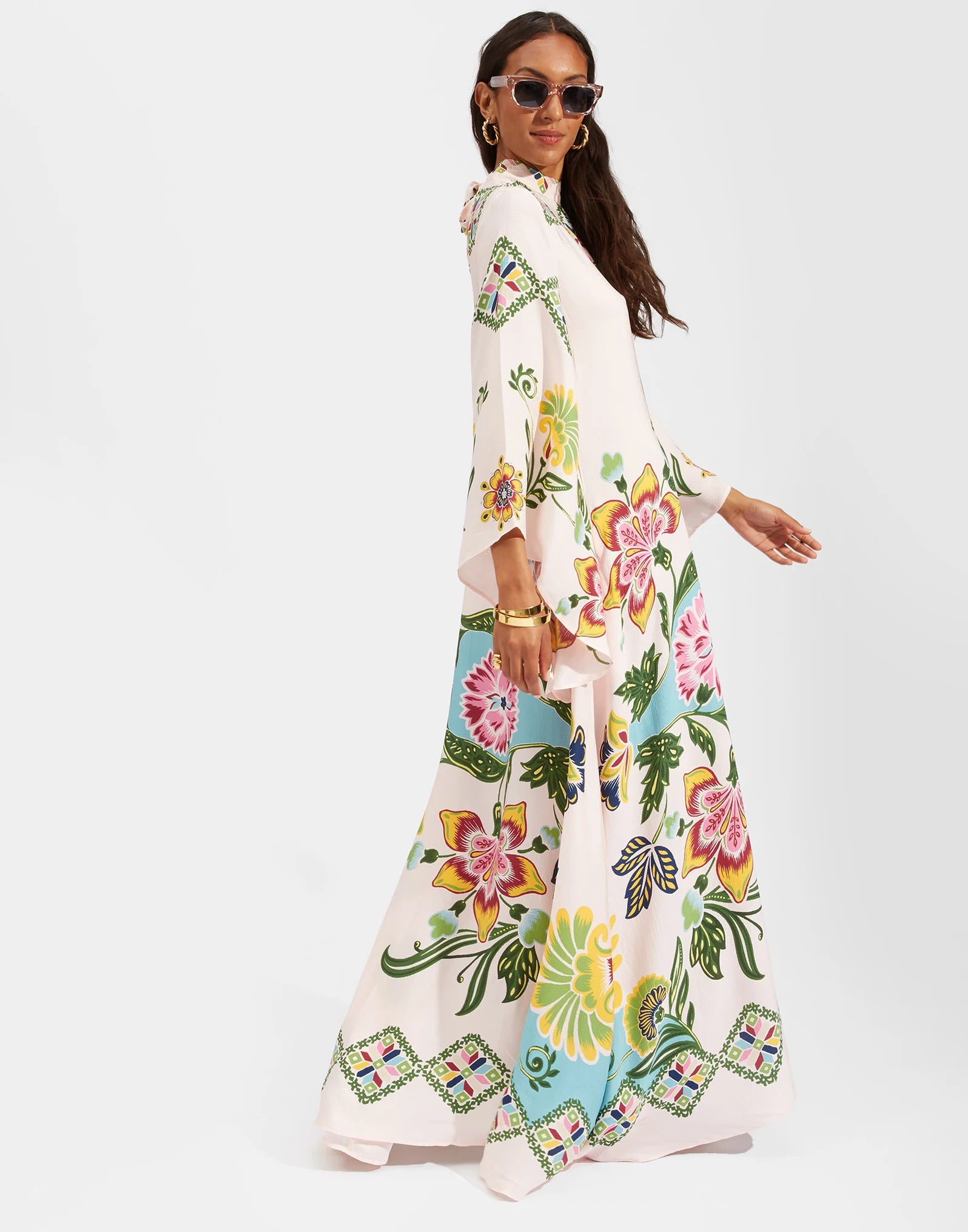 Robe kimono réversible | Blanc Fleuri