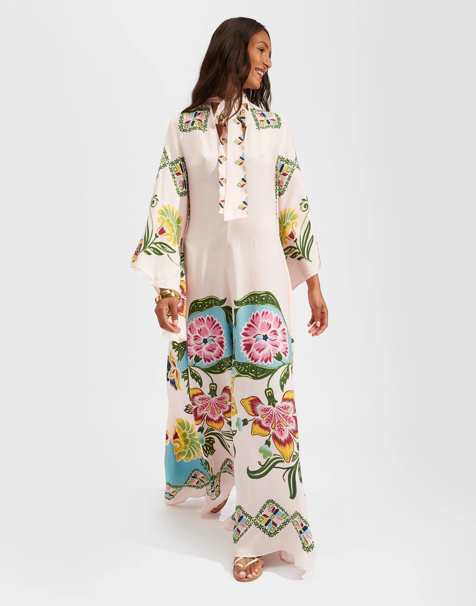 Robe kimono réversible | Blanc Fleuri