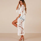 Kimono Femme Long Dentelle Blanc