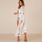 Kimono Femme Long Dentelle Blanc
