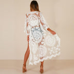 Kimono Femme Long Dentelle Blanc