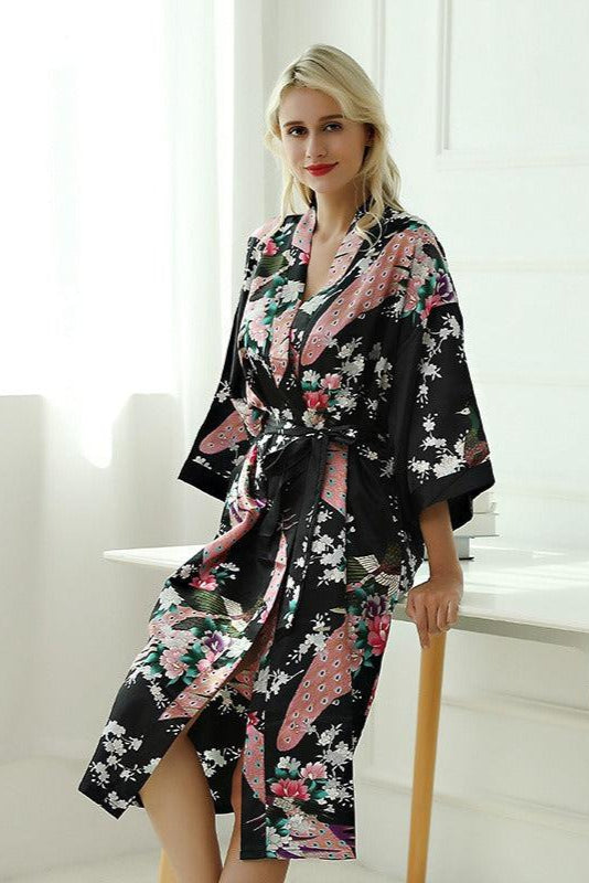 Kimono de nuit long | Noir De Minuit