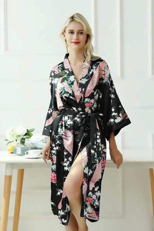 Kimono de nuit long | Noir De Minuit