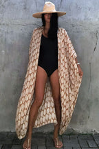 Robe Kimono Tie and Dye Manches Mi-longues Khaki