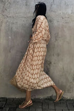 Robe Kimono Tie and Dye Manches Mi-longues Khaki