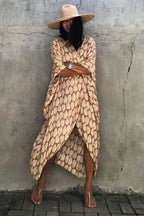 Robe Kimono Tie and Dye Manches Mi-longues Khaki