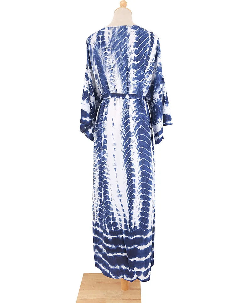 Kimono long mode bikini avec ceinture aurore boréal