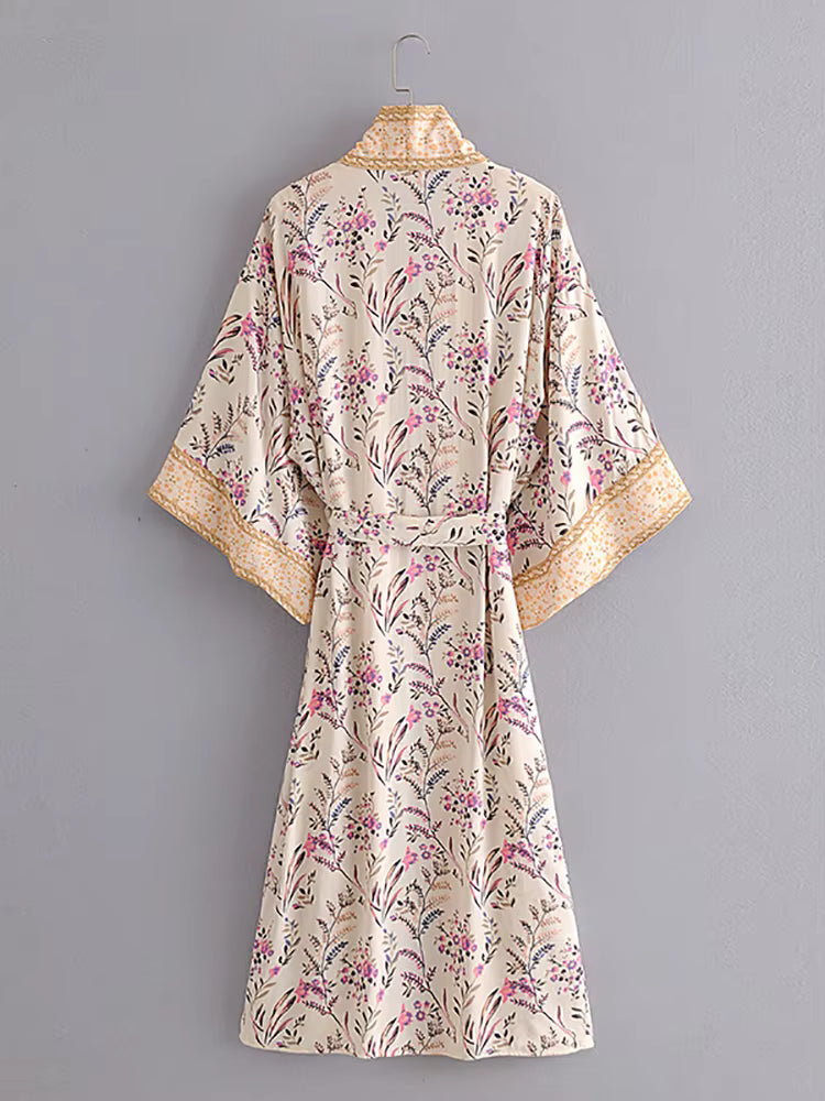 Kimono long bleu |  Peach pur