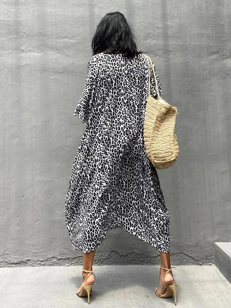 Robe Kimono Tie and Dye Manches Mi-longues Noir profond