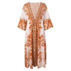 Kimono Robe longue ceinturée | Éclat de mangue