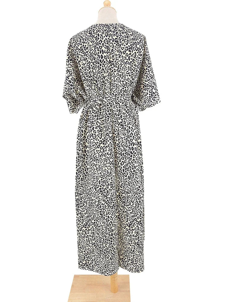 Robe Kimono Tie and Dye Manches Mi-longues Vert crépuscule