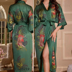 Robe longue en satin Vert