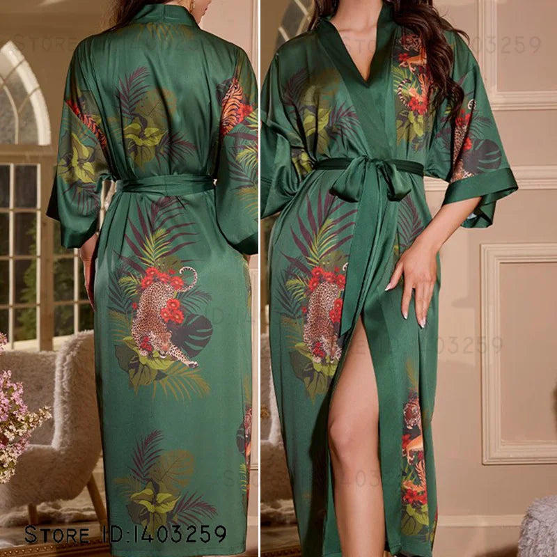 Robe longue en satin Vert