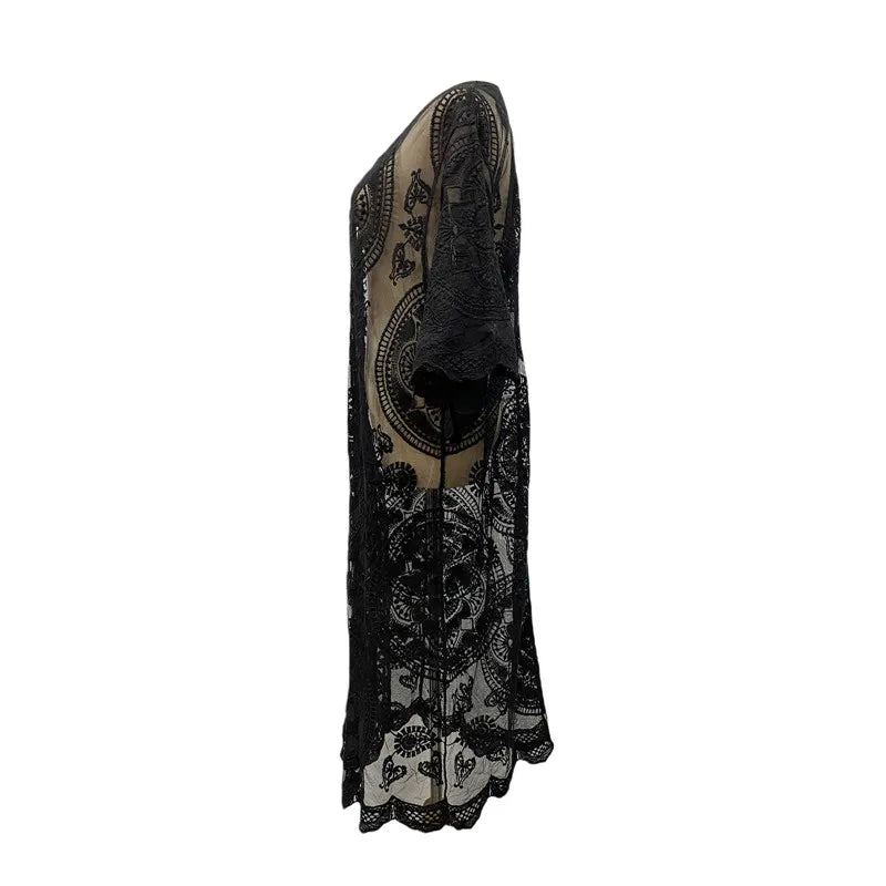 Kimono Femme Long Dentelle Noir
