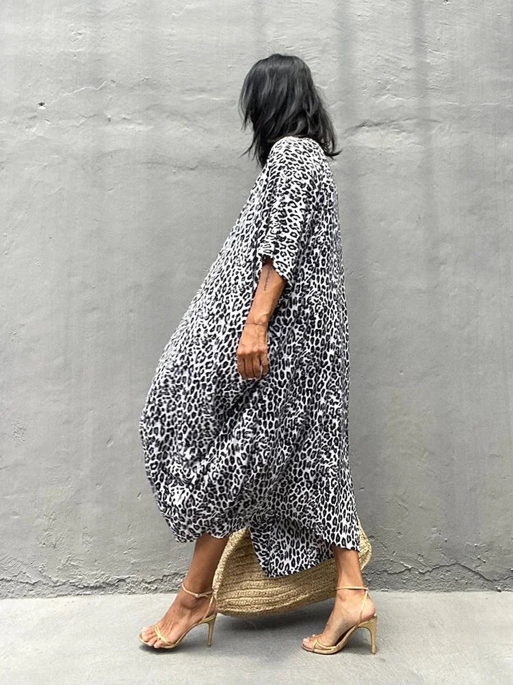 Robe Kimono Tie and Dye Manches Mi-longues Vert crépuscule