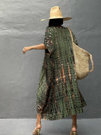 Robe Kimono Tie and Dye Manches Mi-longues Noir profond