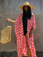 Robe Kimono Tie and Dye Manches Mi-longues Noir profond