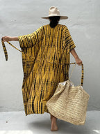 Robe Kimono Tie and Dye Manches Mi-longues Noir profond