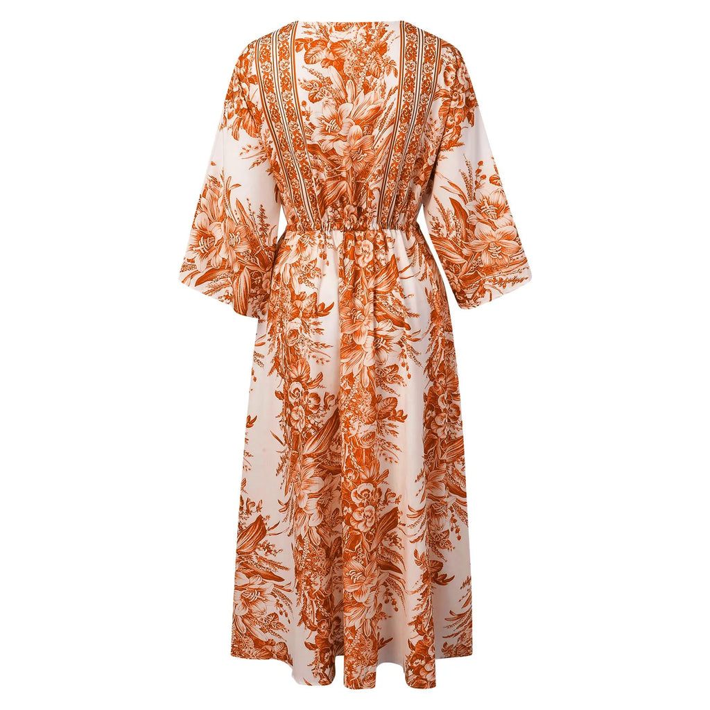 Kimono Robe longue ceinturée | Éclat de mangue