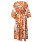 Kimono Robe longue ceinturée | Éclat de mangue