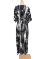 Robe Kimono Tie and Dye Manches Mi-longues Noir profond