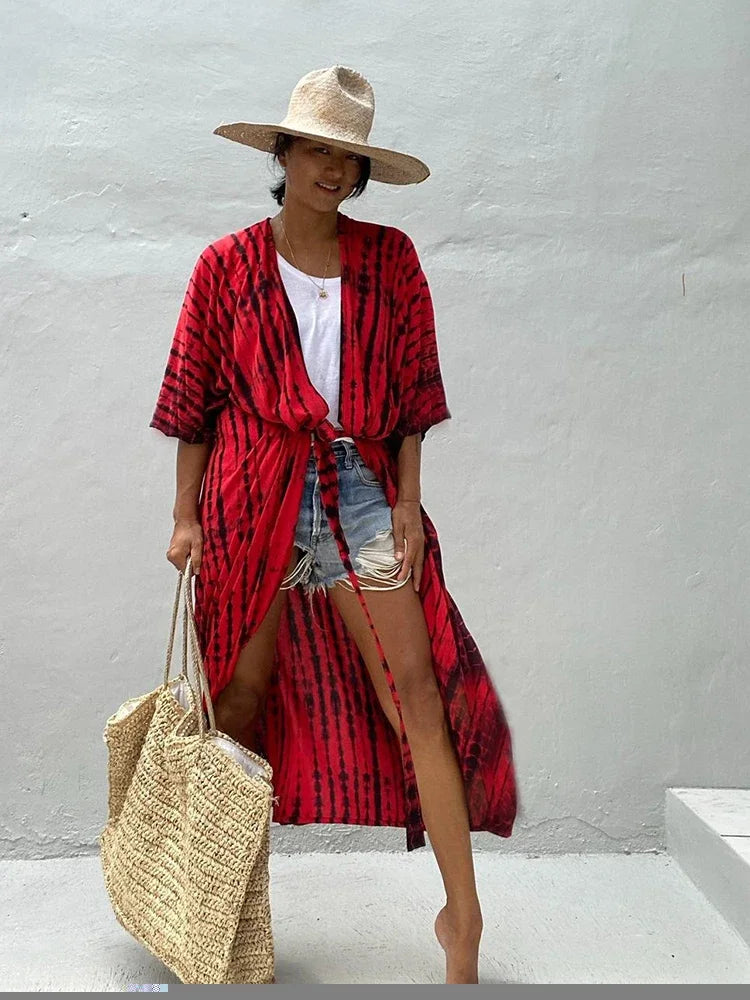 Robe Kimono Tie and Dye Manches Mi-longues Braise du matin