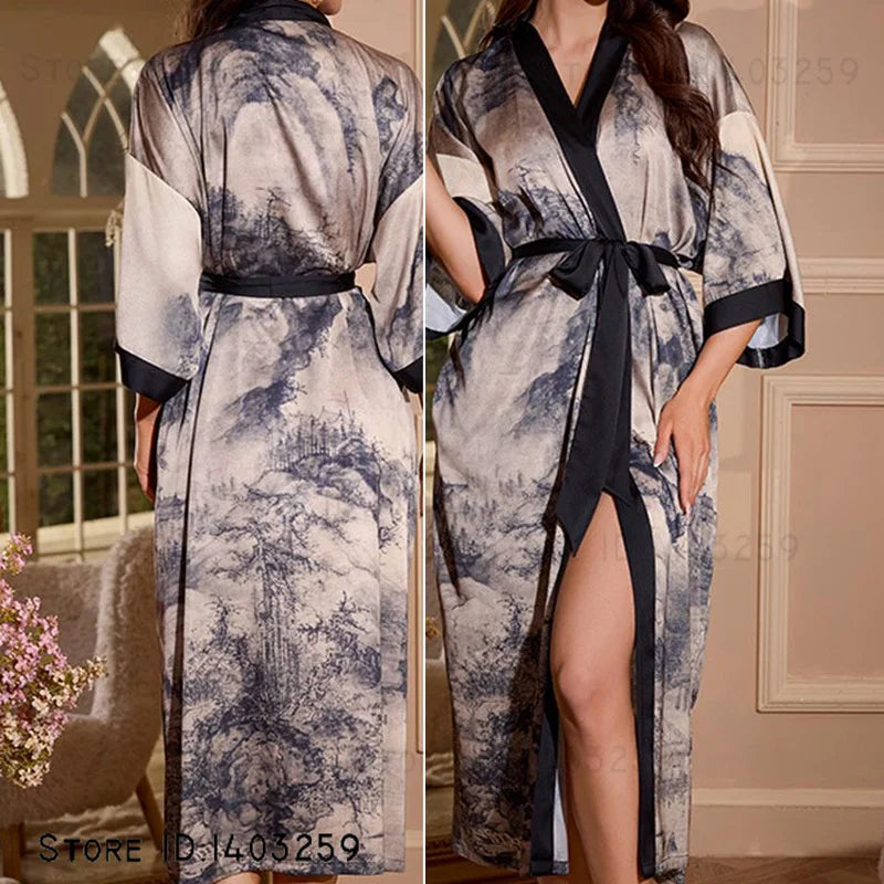 Robe longue en satin Gris