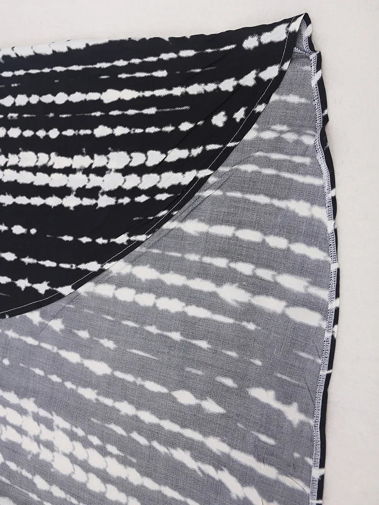 Robe Kimono Tie and Dye Manches Mi-longues Noir profond