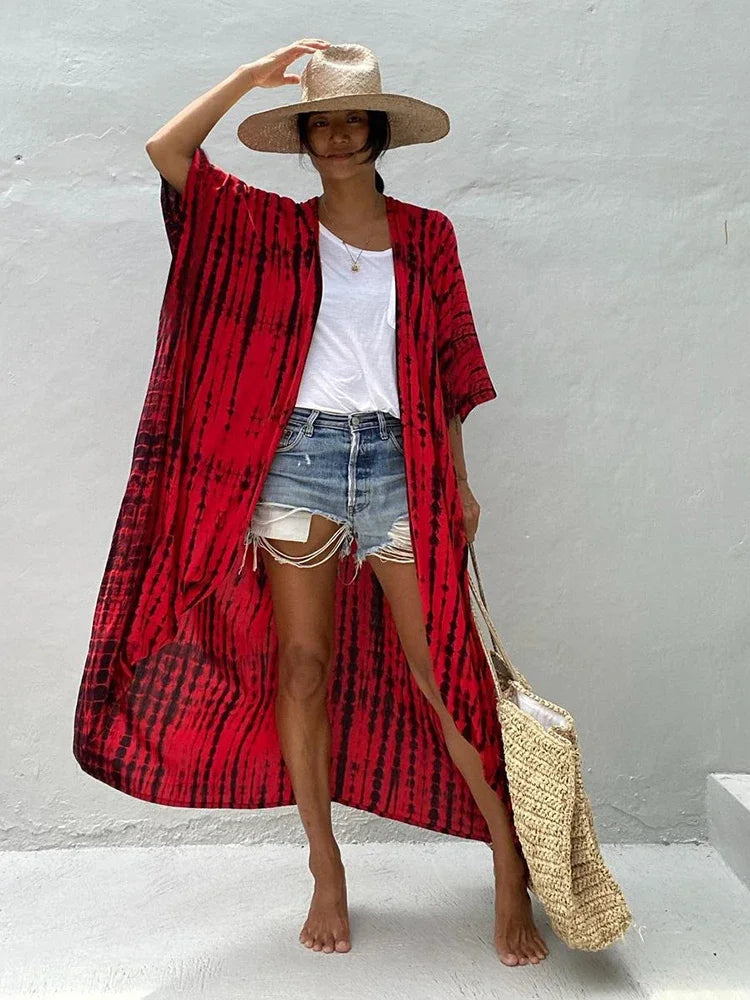 Robe Kimono Tie and Dye Manches Mi-longues Braise du matin
