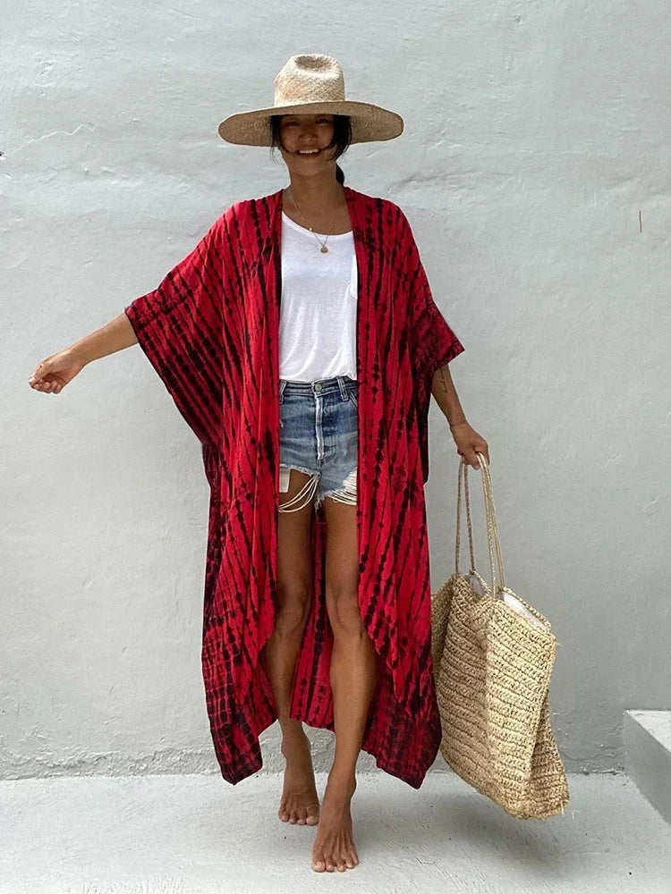 Robe Kimono Tie and Dye Manches Mi-longues Braise du matin