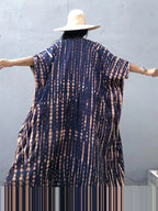 Robe Kimono Tie and Dye Manches Mi-longues Noir profond