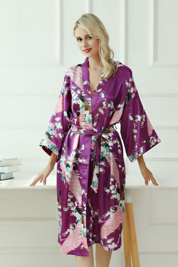 Kimono de nuit long | Crépuscule mauve