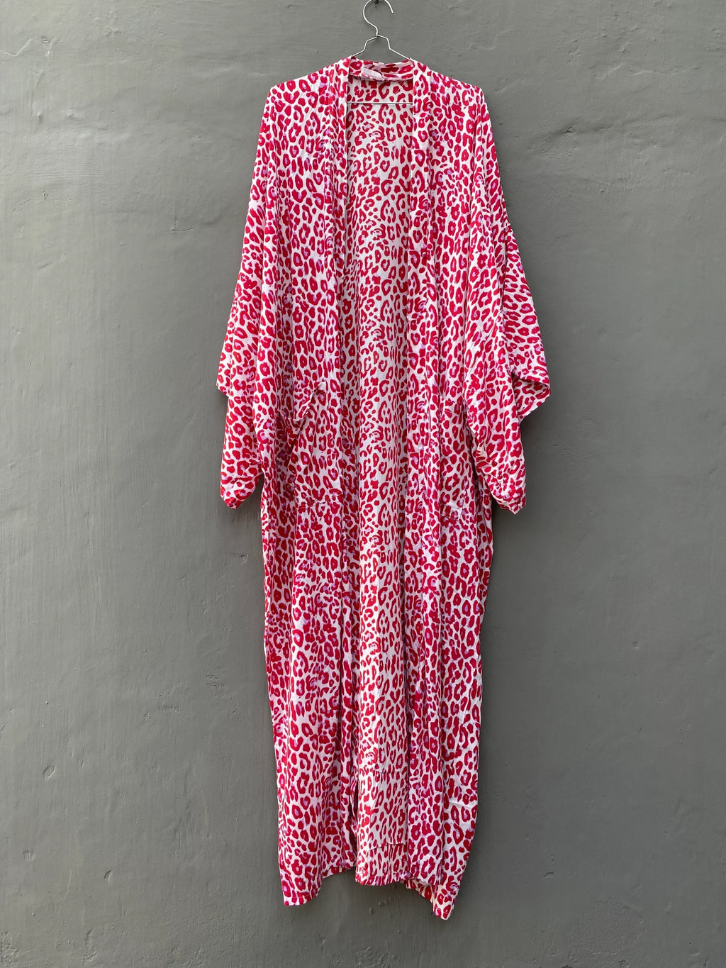 Kimono Plage à point Rose Léopard