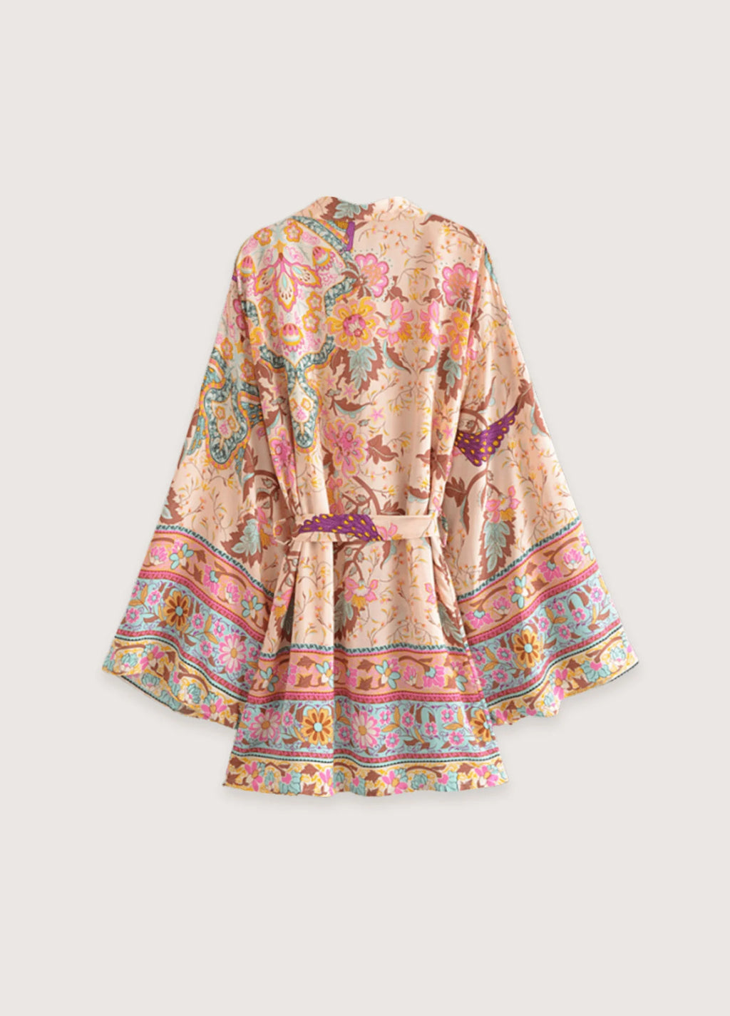 Kimono court floral coloré
