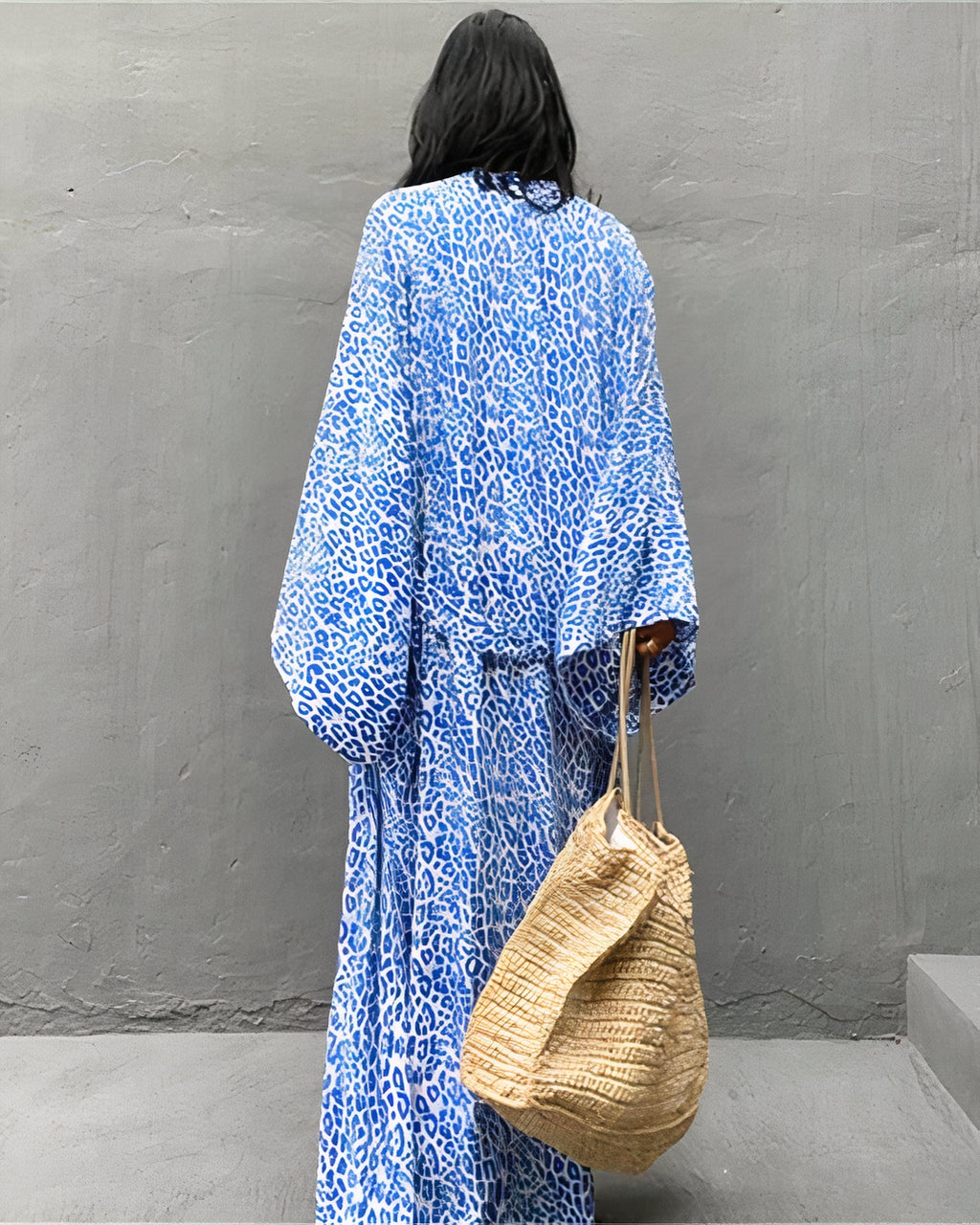 Kimono Plage à point Bleu Léopard
