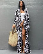 Kimono Plage à point Noir et Blanc