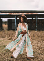 Kimono long bleu | Daisy Bohème