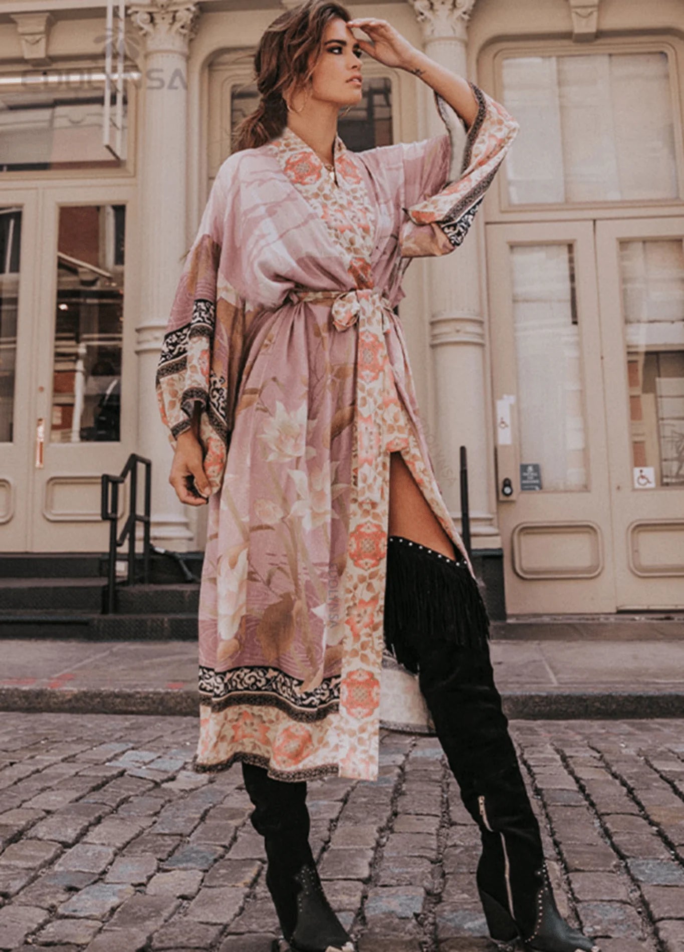 Kimono de plage Rose du soir